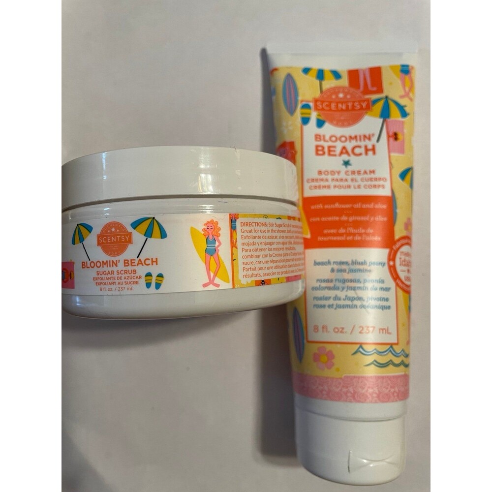 Scentsy Bloomin’ Beach Sugar Scrub & Body Cream New